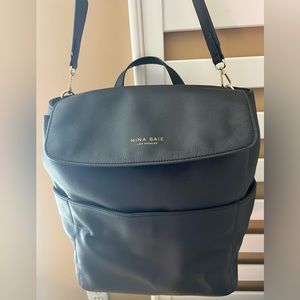 Black Mina Baie Large Kinney Vegan Leather diaper bag!